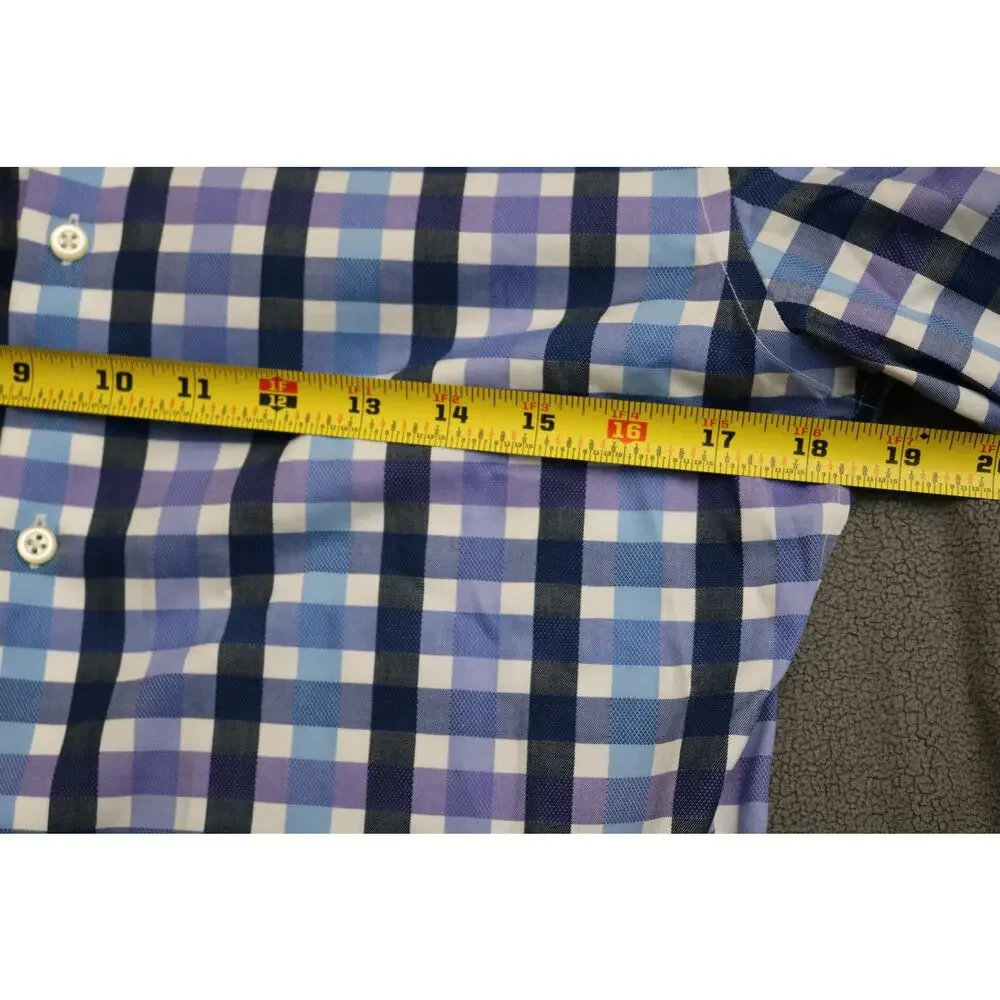 BANANA REPUBLIC Dress shirt Mens Small Plaid Blue Purple Cotton Career Office